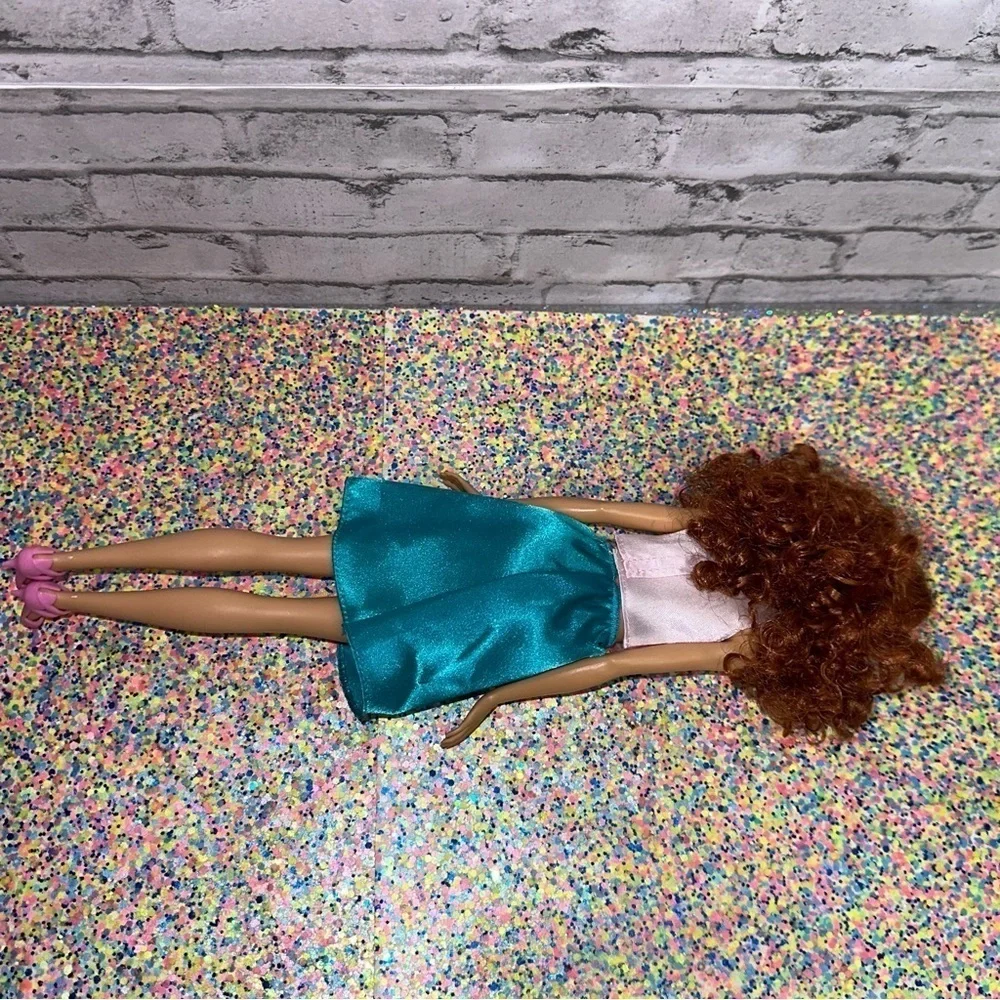 Barbie Fashionistas Terrific Teal Doll 2016 Outfit Shoes DMF31 Red Curly Hair